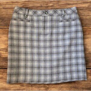 Eddie‎ Bauer Mini Skirt Sz 10 Wool Gray Plaid Lined Preppy Academia School Girl